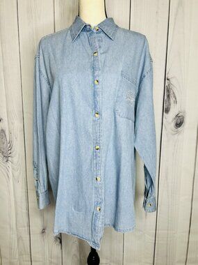 Princess Cruises Blue Womens Button Down Cotton Denim Shirt Sz M Vintage